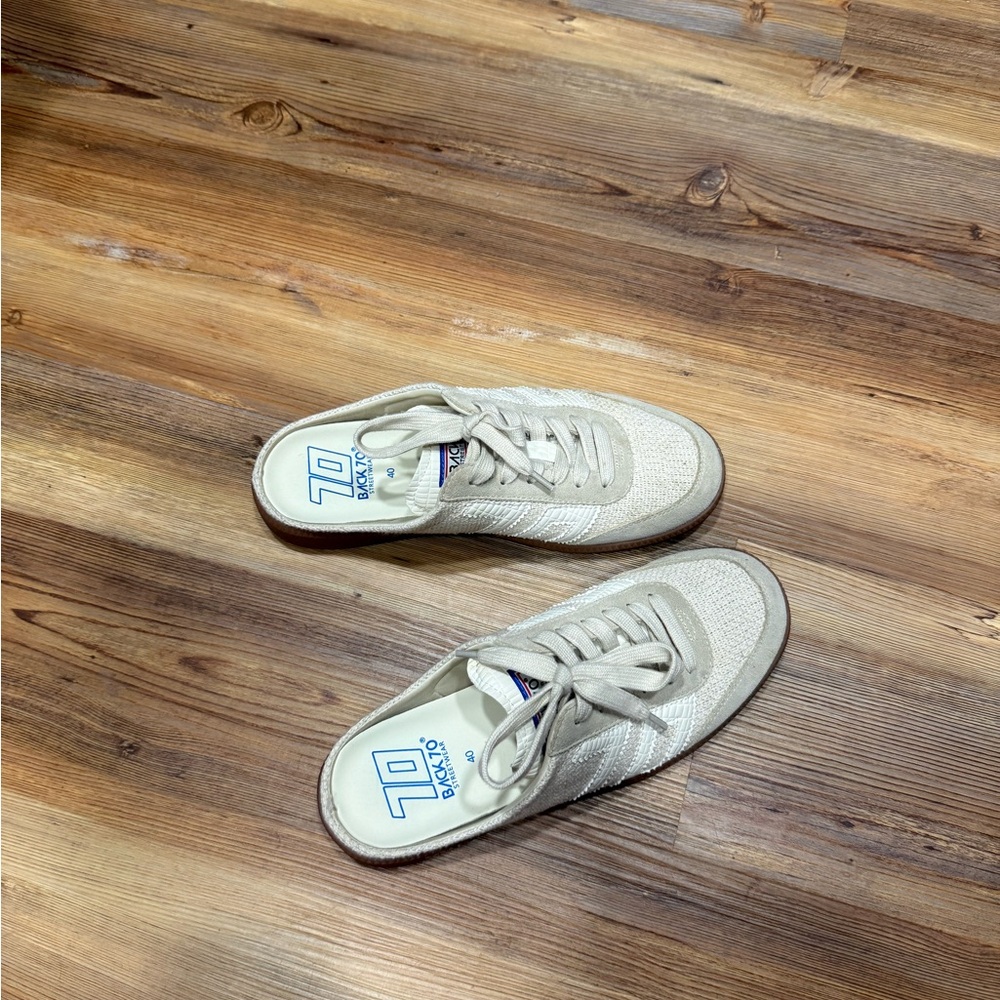 Back 70 Slip-On Knit Sneaker Mule in Beige - Picture 3 of 6